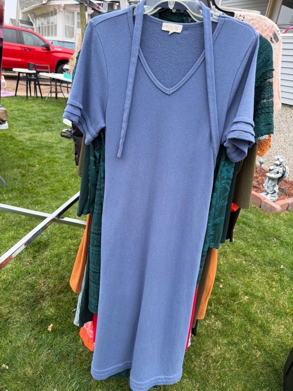 Roolee Blue Knit Maxi Dress with V-Neck